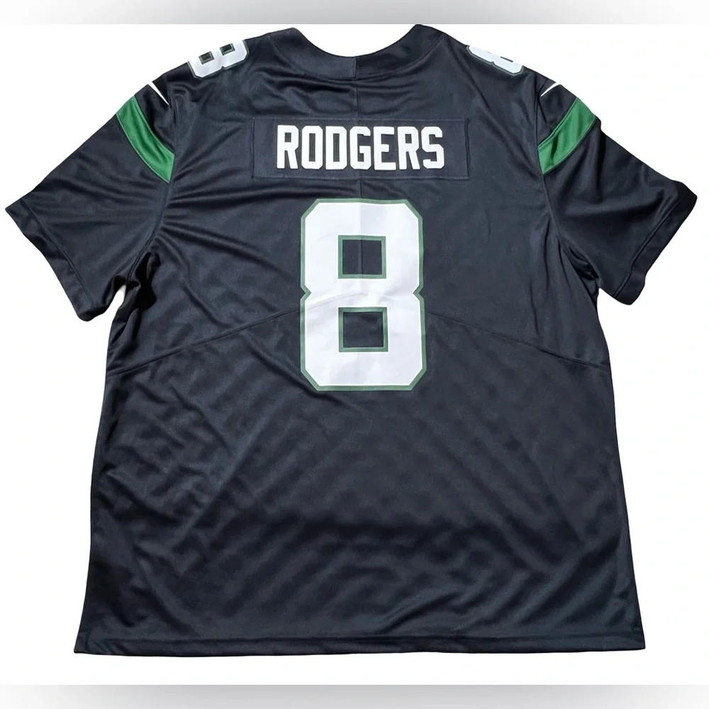 Nike‎ Dri-Fit New York Jets Aaron Rodgers #8 Jersey Black Men’s 3XL NFL On Field
